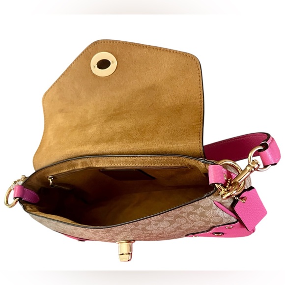 HP π₯βοΈNew Coach Vibrant Pink and Tan Millie Leather Crossbody Shoulder Bag SOLD! - Picture 6 of 16